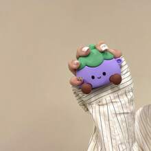 时尚欧美卡通茄子苹果蓝牙耳机壳适用于Airpods Pro 2/4/3代，防震硅胶耳机保护套 - 紫色 - 查看 3