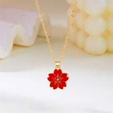 1 pieza Collar colgante con flor de varios pétalos, elegante y refrescante, adecuado para uso diario, fiestas, vacaciones, regalo para familia, esposa, amigos, cumpleaños, aniversario