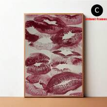 1/2pcs Frameless Vintage Red Kiss Lips Prints Canvas Posters, Red Mouth Kisses Wall Art Home Decor,High-Definition Canvas Printing Decoration Painting For Home Gifts, Living Room, Bathroom, Bedroom,Canvas Wall Art Gift,No Frames
