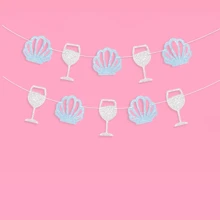 海岸上的最后祝酒横幅 - 海岸海滩单身派对装饰，贝壳和酒杯横幅，单身香槟派对装饰，海岸单身派对横幅最后祝酒 - 彩色 - 查看 1