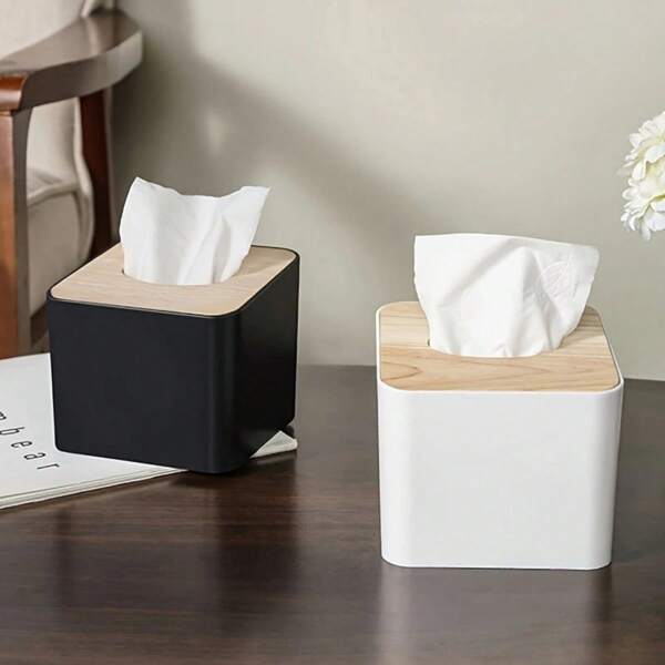 Mini Square Wooden Lid Tissue Box Holder - Decorative Angled Tissue Box For Bathroom, Living Room, Bedroom Countertops, Versatile Home Decor, Easter
