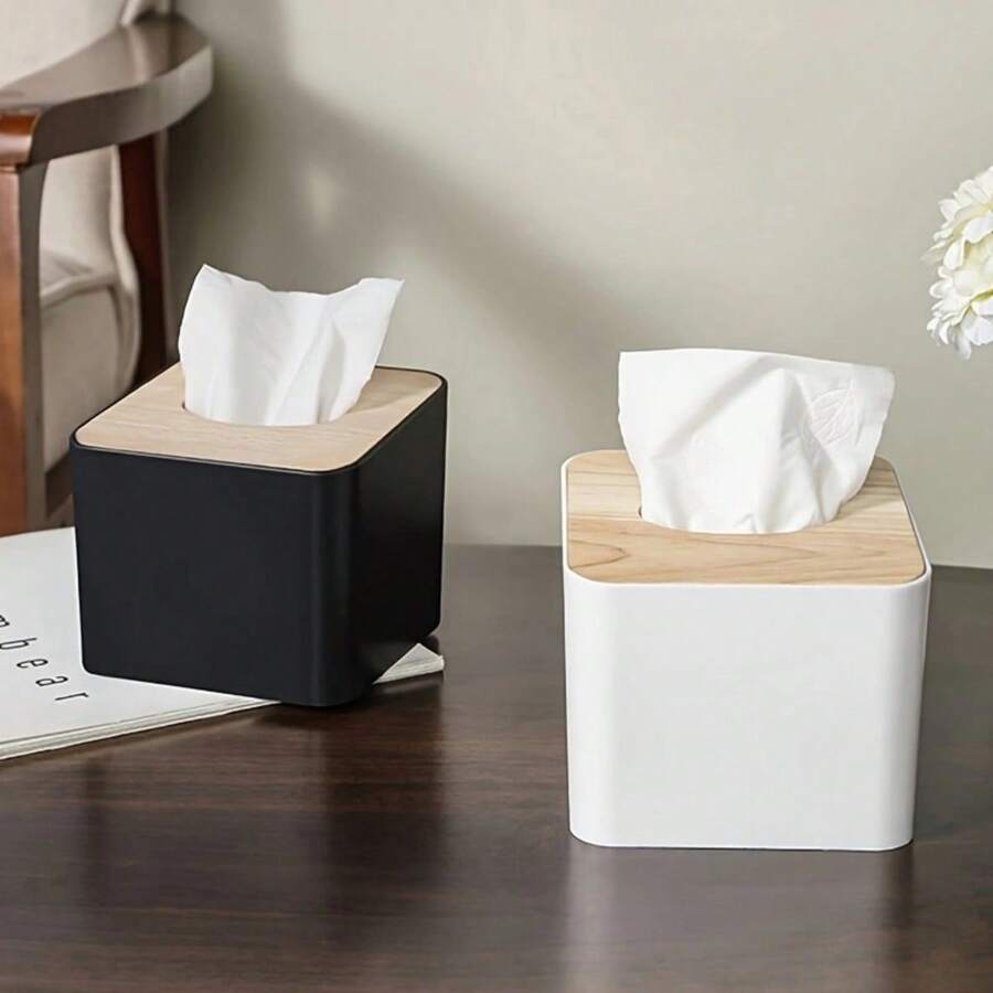 Mini Square Wooden Lid Tissue Box Holder - Decorative Angled Tissue Box For Bathroom, Living Room, Bedroom Countertops, Versatile Home Decor, Easter