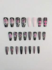 24 sztuki walentynkowych pasków lakieru do paznokci w kształcie róż, naklejane na paznokcie, artykuły do paznokci, paznokcie