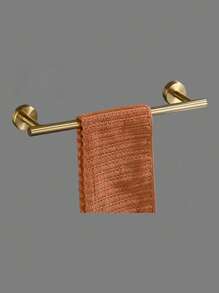 1pc Bathroom Towel Rack Holder, Black Stainless Steel Round Towel Bar, Toilet Paper Organizer, Bathroom Accessories