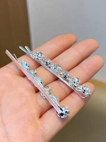 6 件套全水晶发夹，女士闪光发夹，适合舞会、音乐节、派对、夜总会、日常佩戴爪夹 - 銀色 - 查看 9