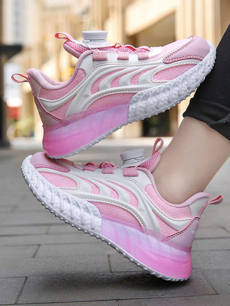New Arrival Women's Fashion Sneakers, Korean Style Casual Rotation Button Design Ladies Sports Shoes - Pink - View 1