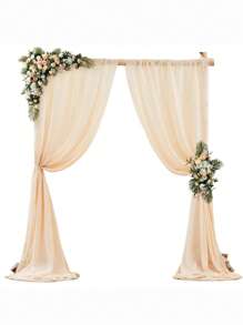 1 pieza Arco de boda romántico color champán con cortina de tul, de material de poliéster, cortina de boda color champán, fondo de boda liso, decoración para fiesta de cumpleaños, ceremonia de boda y recepción, adecuada para bodas y fiestas grandes, telones de fondo de boda, decoraciones para fiestas festivas, decoraciones del Día de San Valentín