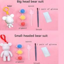 1 Set /5 Sets /10 Sets Of Fluid Bear Painting Sets, Hand-Painted Diy Graffiti Ornaments, Home Decoration, Thickened Plastic Materials, Creative Hand-Made Gifts, Suitable For: Home Decoration, Photography Props, Theme Party Graffiti DIY Materials, Parent-Child Game Painting Keychain Sets,Christmas.Bear Keychain