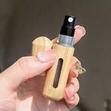 2pcs Luxury Bamboo Perfume Atomizer - Refillable Portable Spray Bottles, 0.17oz/0.27oz, Pocket-Sized Fragrance Dispenser With Transparent Window, Bottom Filling Design For Travel & Outdoor Use