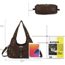 Angelkiss Hobo Purses And Handbags Women Satchel Handbag Women Purses Large Daily Shoulder Bags - 黑色 - 查看 9