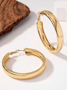 2Pcs Fashionable Minimalist Geometric Hoop Earrings