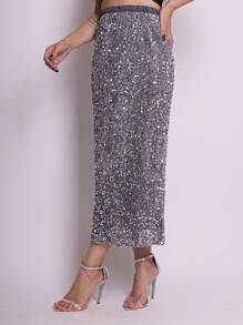 2025BR NEW Sequined Skirt - Xám - Xem 4