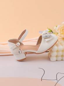 Zapatos de tacón alto blancos para niñas, zapatos formales de vestir de moda para desfiles, ballet, bodas, adecuados para niñas pequeñas, niñas y niñas grandes