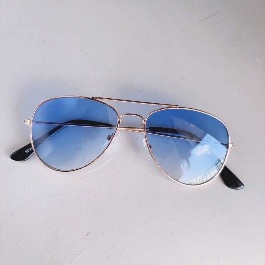 Kids Aviator Sunglasses UV400 Men Women Round - Màu xanh nhạt - Xem 1