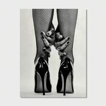 1pc Frameless Canvas Wall Art Fishing Net Stockings And High Heels Poster Painting Aesthetic Home Decoration, Gift Set For Friends Wall Art Decoration, Used For Living Room, Bedroom, Office, Bar Wall Decoration