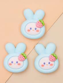 10/30pcs Random Mixed Cartoon Strawberry Rabbit Head Resin Decor Accessories For DIY Crafts Wholesale, Phone Case, Hair Clips, Cup Decoration Stickers - Simulation - View 5