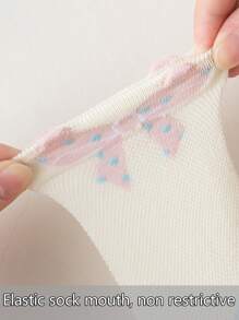 5 Pairs Girls Mesh Breathable Mid-Calf Socks, Cute Cartoon Cat Design, Suitable For Spring & Summer - Multicolor - View 5