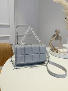 外贸亚克力链条装饰包女，2025新款时尚闪亮链条压花单肩/斜挎简约小方形手提包