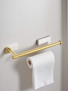 1pc Stainless Steel Kitchen Roll Paper Towel Holder Stand & Cling Film Storage Rack - Multicolor - View 7