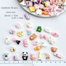 50pcs Assorted Cartoon Animal & Flower Flat Back Stones, Suitable For DIY Scrapbooking, Wedding Decoration, Buttons, Earrings, Hair Accessories, Craft Decor Stickers (Mini Size)