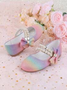 Girls Pearls Adorable Hook And Loop Dress, Toddler Mary Jane Ballet Flats Suitable For Flower Girl, Wedding, Party, Dance, Princess, Ballet, Fit For Children Of All Sizes - Multicolor - View 1