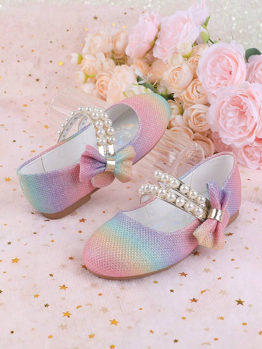 Girls Pearls Adorable Hook And Loop Dress, Toddler Mary Jane Ballet Flats Suitable For Flower Girl, Wedding, Party, Dance, Princess, Ballet, Fit For Children Of All Sizes - Multicolor - View 1