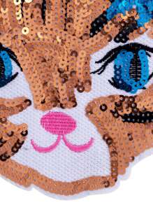 1 pieza Parche de gato de dibujos animados lindo y brillante de color rosa para niña, bordado de poliéster, adecuado para ropa, accesorios, todo el año