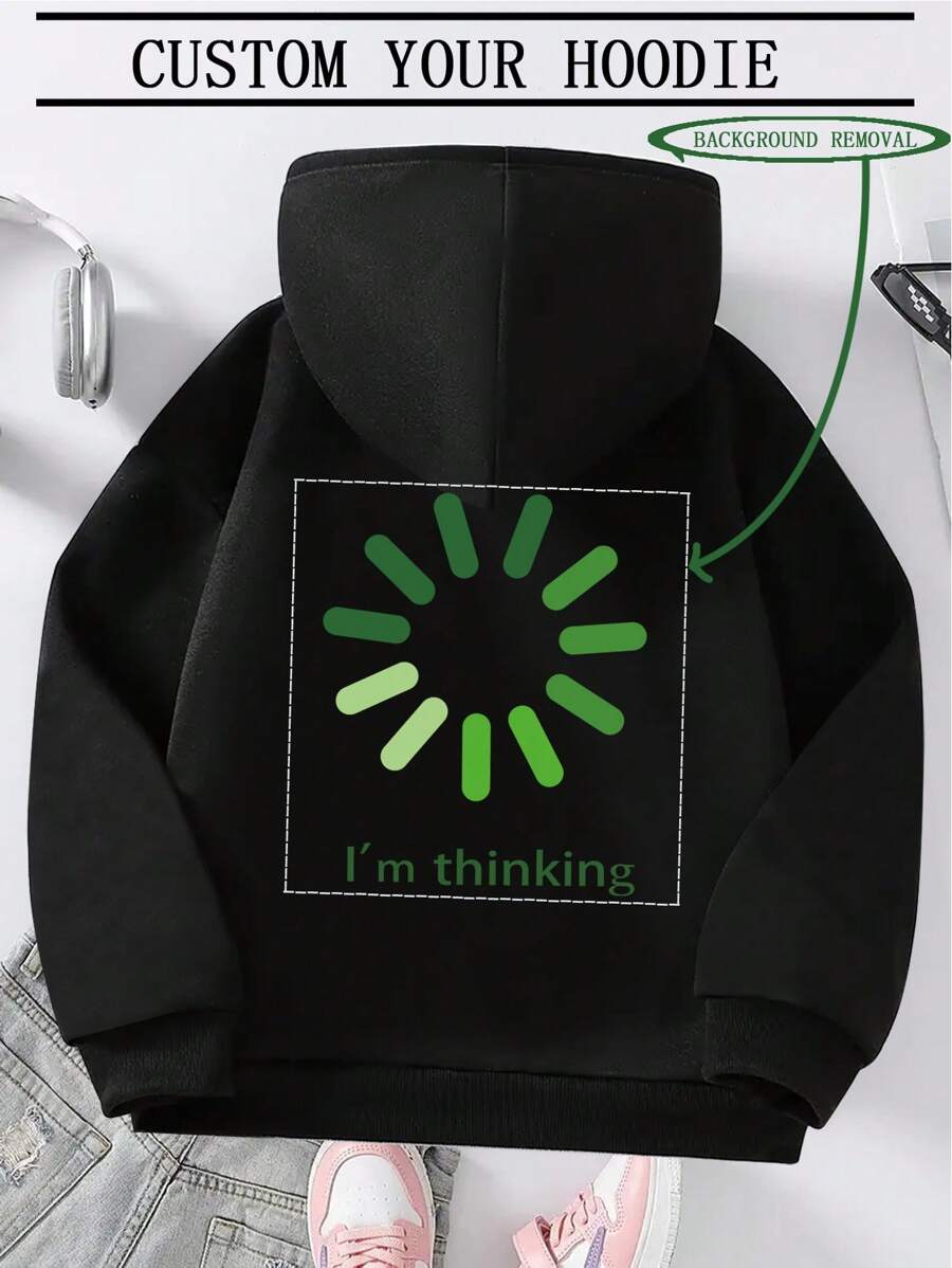 Customized Children/Tween Girl/Toddler Personalized Sweatshirt Printing Custom Icon Logo/Custom Gift/Anniversary/Birthday/Group Photo/Pet/Photo/School Excursion Personalized Name/Text/Campus Service/Dance Club Logo/Custom Exclusive T-Shirt - Black - View 1