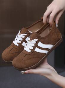 Women's Thick Sole Vintage Style Casual Fashion Sneakers, Fashion In 2025, Suitable For Spring Season - Coffee Brown - View 2