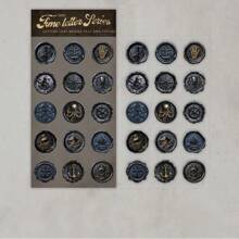 YANJI 1 包 15 张复古蜡封印章主题贴纸、创意美学贴纸贴花、DIY 剪贴簿工艺用品、节日礼物、个性化文具学校用品 - 彩色 - 查看 15