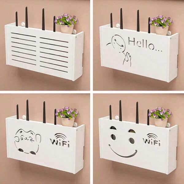 1 Stück multifunktionaler weißer Wandhalter für Router - atmungsaktives Design ohne Bohren, Aufbewahrungsregal für Haushaltsorganisation, Heimdekoration, praktisches Regal