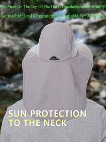 1 pieza Sombrero de verano para hombre de secado rápido, sombrero cubo de protección solar, sombrero cubo transpirable resistente a los rayos UV, sombrero cubo de ala ancha para montañismo y camping con protección para el cuello, sombrero cubo ajustable con cuerda, sombrero de malla transpirable con protección solar, sombrero de sol para actividades al aire libre en verano, liviano e impermeable - Utilizado para protección UV al aire libre