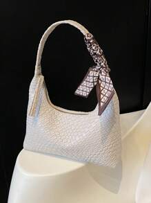 1pc Minimalist Beige Shoulder Armpit Bag With Free Scarf - 米色 - 查看 7