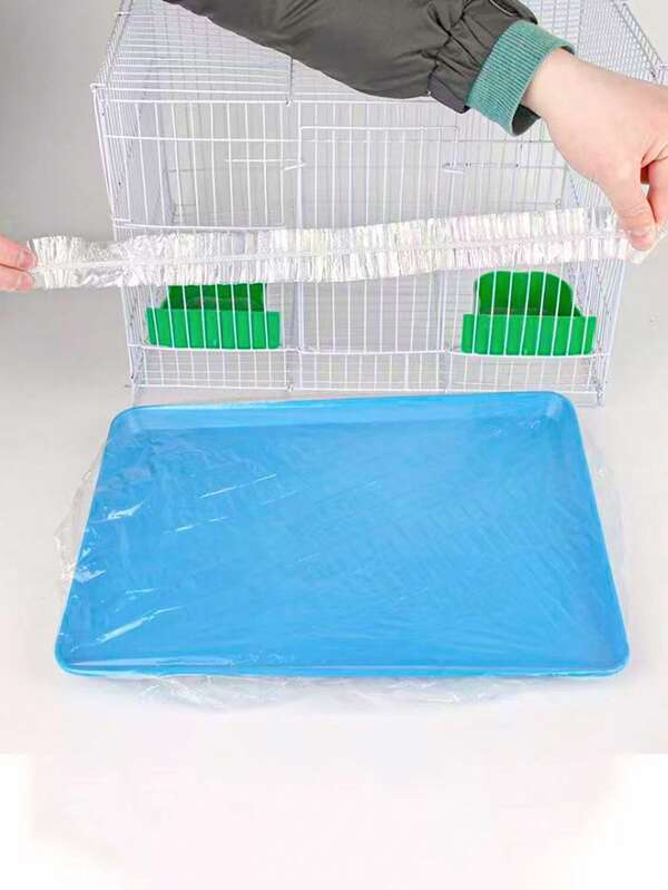 Juego de 50 películas desechables de PE para bandeja de mascotas, alfombra de cama de conejo, cubierta de bandeja de jaula, película protectora de chasis de jaula, pad de cambio grande
