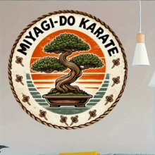 1 Pc Miyagi Karate Bonsai Tree Metal Sign, 19.81x19.81 Cm, Vintage Wall Art Decor, Farmhouse Style Room Wall Decoration, Round Metal Plaque - Vibrant, Colorful Floral Design, 2D Printing, Iron Wall Decor, Suitable For Retro Decorative Wall Art