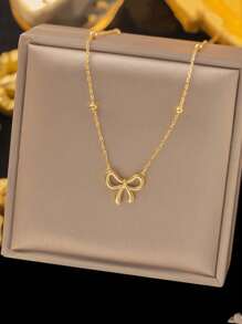 1 件蝴蝶结项链，简约时尚，适合日常休闲佩戴 - 金色 - 查看 8