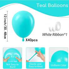 10/20/30/40/50 个蓝绿色气球 18/12/10/5 英寸，蓝绿色乳胶派对气球适用于生日、婚礼、派对、性别揭示、新娘、生日、派对、装饰气球套装 - 霧面尼藍 - 查看 7