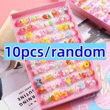 10pcs/Set Party Rings - Colorful Resin Crystal Rings, Suitable For Parties And Gifts, Random (No Box)