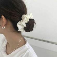 Faux Silk Large Scrunchies Wedding Supplies Party Gift Fashionable High Elasticity Bridesmaid Hair Bands Hair Ties Gift Set, Satin Hair Ropes, Solid Color Hair Scrunchies For Women - Multicolor - View 8