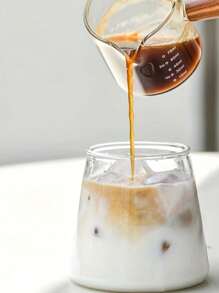 1pc 100ml/3.3oz Calibrated Concentrated Coffee Cup With Wooden Handle, Latte Art Cup - Clear - View 8