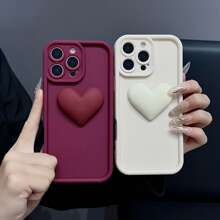 1pc Fashionable Gradient Frame Lovely Big Heart Shape Phone Case, Compatible With IPhone 12/13 Pro Max, Honor X7, Galaxy A56 5G, Infinix Smart 8, Infinix Hot 40i, Tecno Spark 20, Tecno Spark 20C, Tecno Spark Go 2024, Redmi Note 14 5G, Moto E22/E22i, OPPO A54. Shock-Proof, Minimalist Design, With Wrist Strap, Suitable For Daily Use And Outdoor Carrying