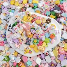 50pcs Assorted Cartoon Animal & Flower Flat Back Stones, Suitable For DIY Scrapbooking, Wedding Decoration, Buttons, Earrings, Hair Accessories, Craft Decor Stickers (Mini Size)