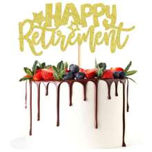 1 Peça Topo de Bolo com Tema de Festa de Aposentadoria com Glitter Dourado "Feliz Aposentadoria", Decorações de Bolo de Aposentadoria, Suprimentos de Festa de Aposentadoria