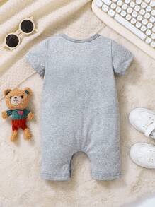 New Baby Girl Summer Infant Unisex Letter Print Short Sleeve Jumpsuit
