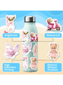 50 Pcs Cartoon Cute Pink Girl Heart Decoration Graffiti Stickers, Personalized Vinyl Waterproof Stickers, Decorating Laptops, Suitcases, Computers, Phone Cases, Diaries, Personalized Scrapbooks, Cute And Fun Gifts For Girls