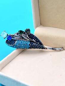 1 pièce Nouvelle broche en métal de printemps pour femmes avec cristal et strass en forme de feuille, de fleur et de plante, broche élégante pour veste et chemise
