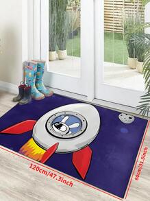 1 szt. "Króliczek astronauta latająca rakieta, Wielkanoc" wycieraczka, mata do wnętrz, dywanik, kreatywna mata do drzwi, mata w stylu przedpokoju, wystrój domu, antypoślizgowa mata podłogowa, akcesoria do sypialni, rekwizyty do zdjęć, wystrój zewnętrzny, dywanik, dywanik, prezent