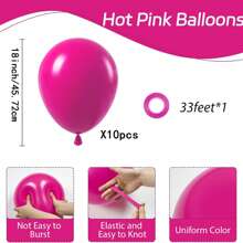 10/20/30/40/50 个玫瑰红气球 18/12/10/5 英寸，桃色乳胶派对气球，适用于婚礼、订婚、新娘、单身、热带生日派对装饰 - 玫紅色 - 查看 15