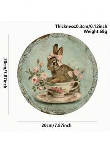 Cartel de bienvenida de madera con huevos y conejito de Pascua - Decoración colgante redonda hecha a mano para fiesta de primavera, decoración de puerta principal de estilo granja
