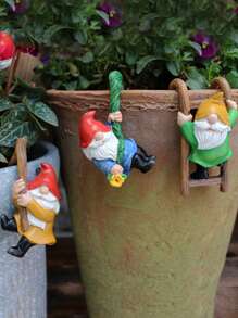 3pcs Set Resin Mini Gnome Statues - Charming Garden Figurines, Suitable For Outdoor Fairy Garden, Potted Decor, And DIY Landscaping